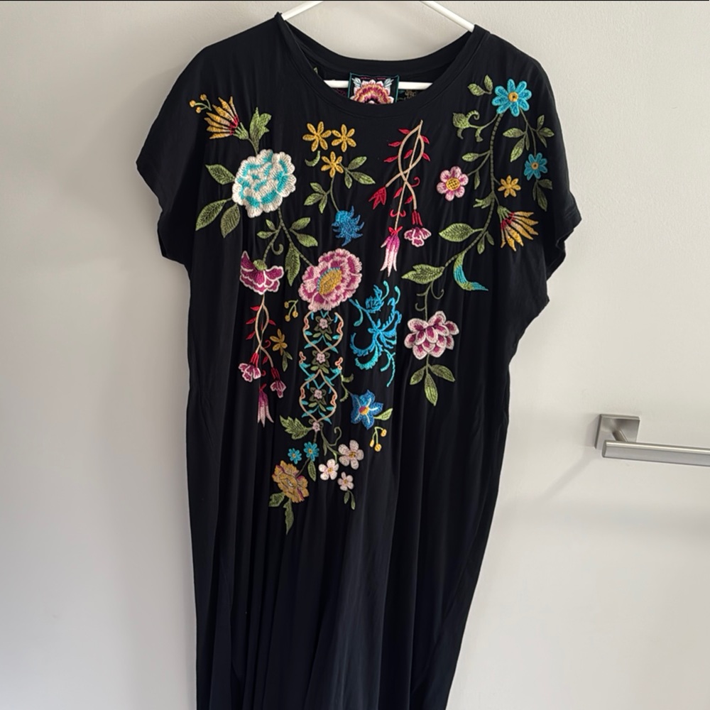 Johnny Was Black Dolman Sleeve Maxi Dress